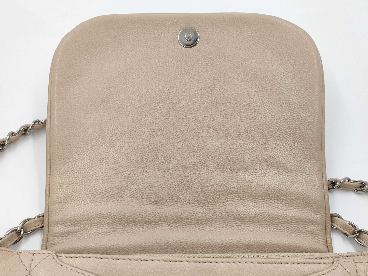 CHANEL Matelasse Caviar Leather Chain Coco Mark Beige Shoulder Bag