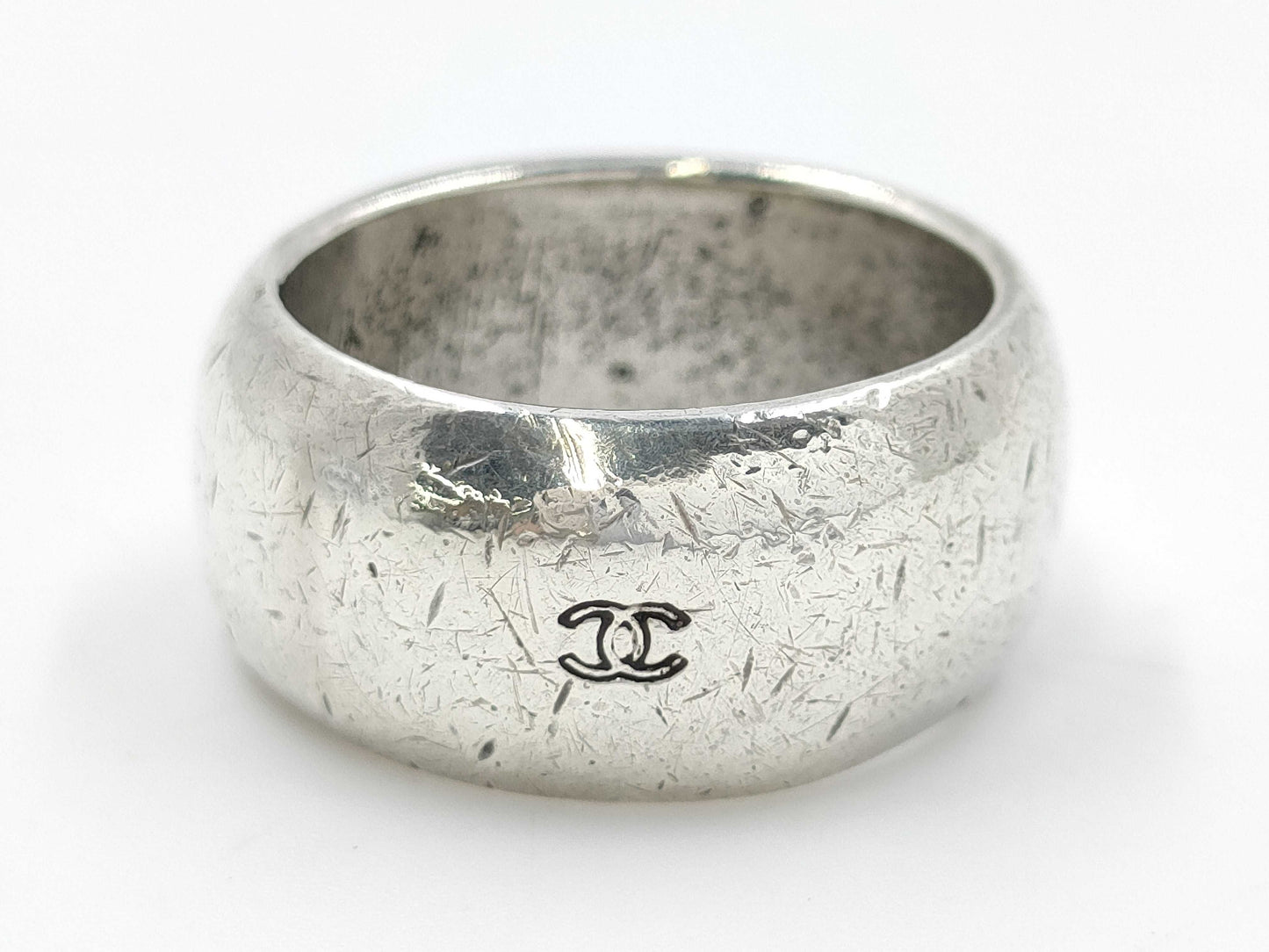 CHANEL logo ring silver ring