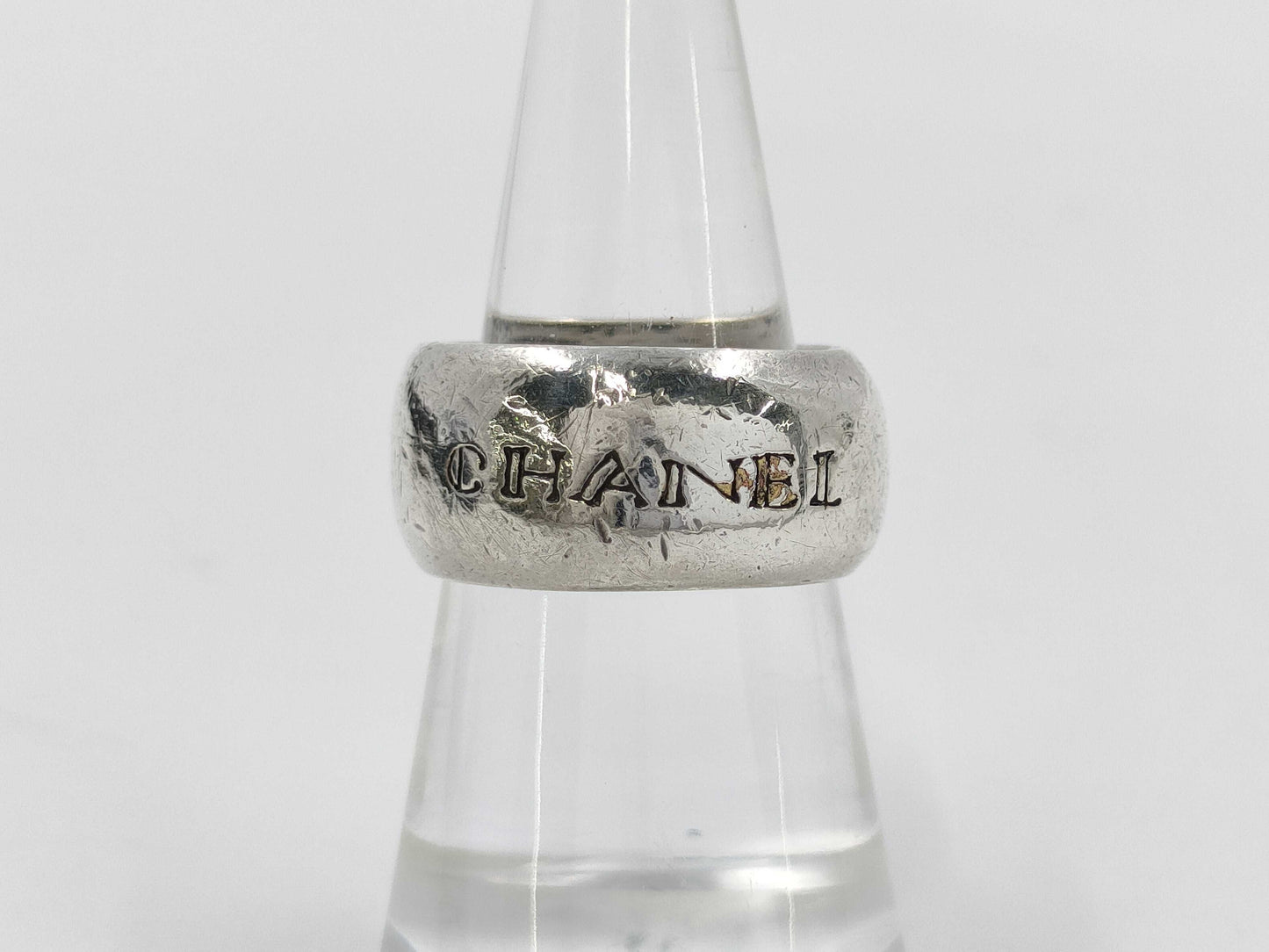 CHANEL logo ring silver ring