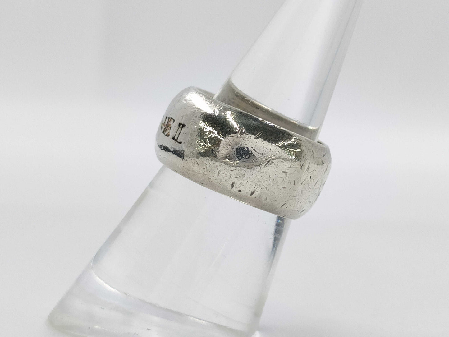 CHANEL logo ring silver ring