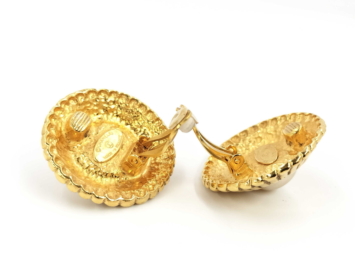CHANEL Faux Pearl Round Earrings