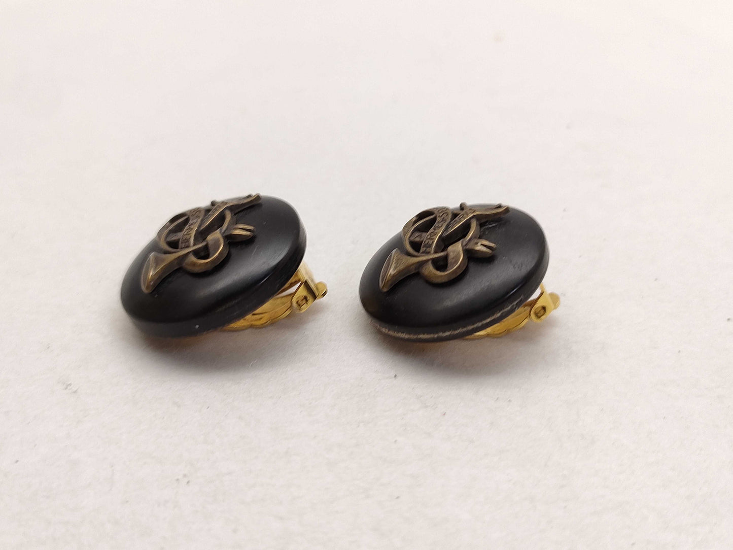 HERMES Horn Round Earrings