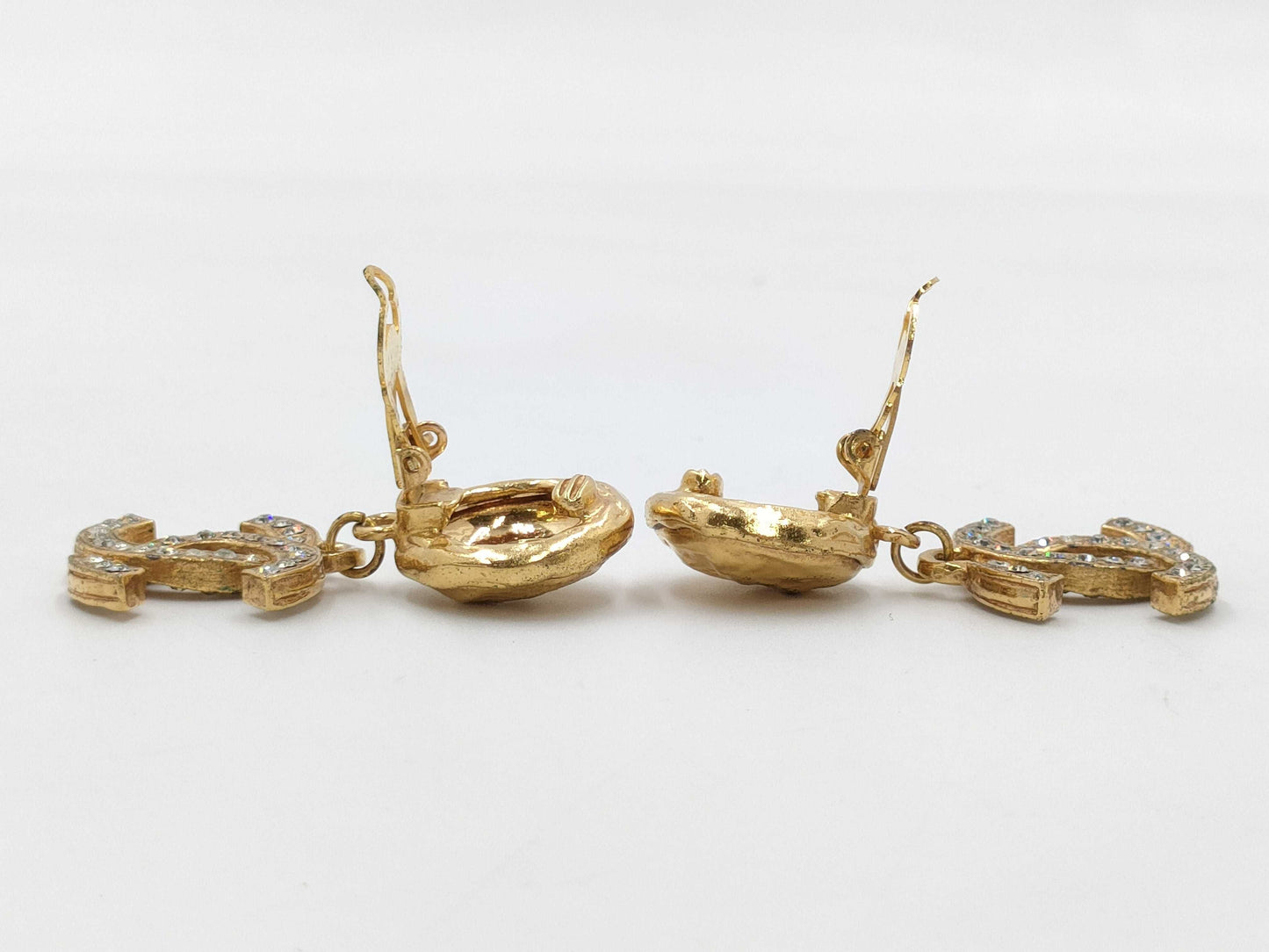 CHANEL Rhinestone Coco Mark Earrings