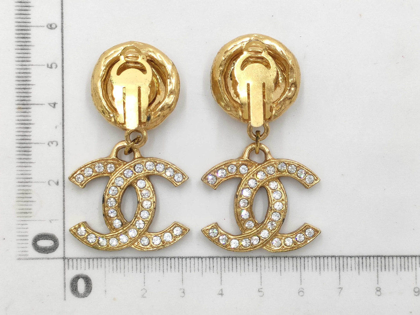 CHANEL Rhinestone Coco Mark Earrings