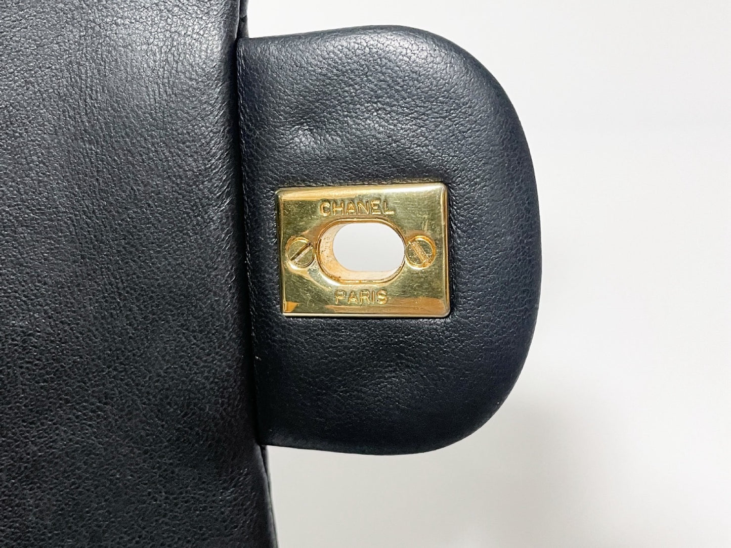 CHANEL Double Flap Matelasse Black Lambskin Shoulder Bag with Seal