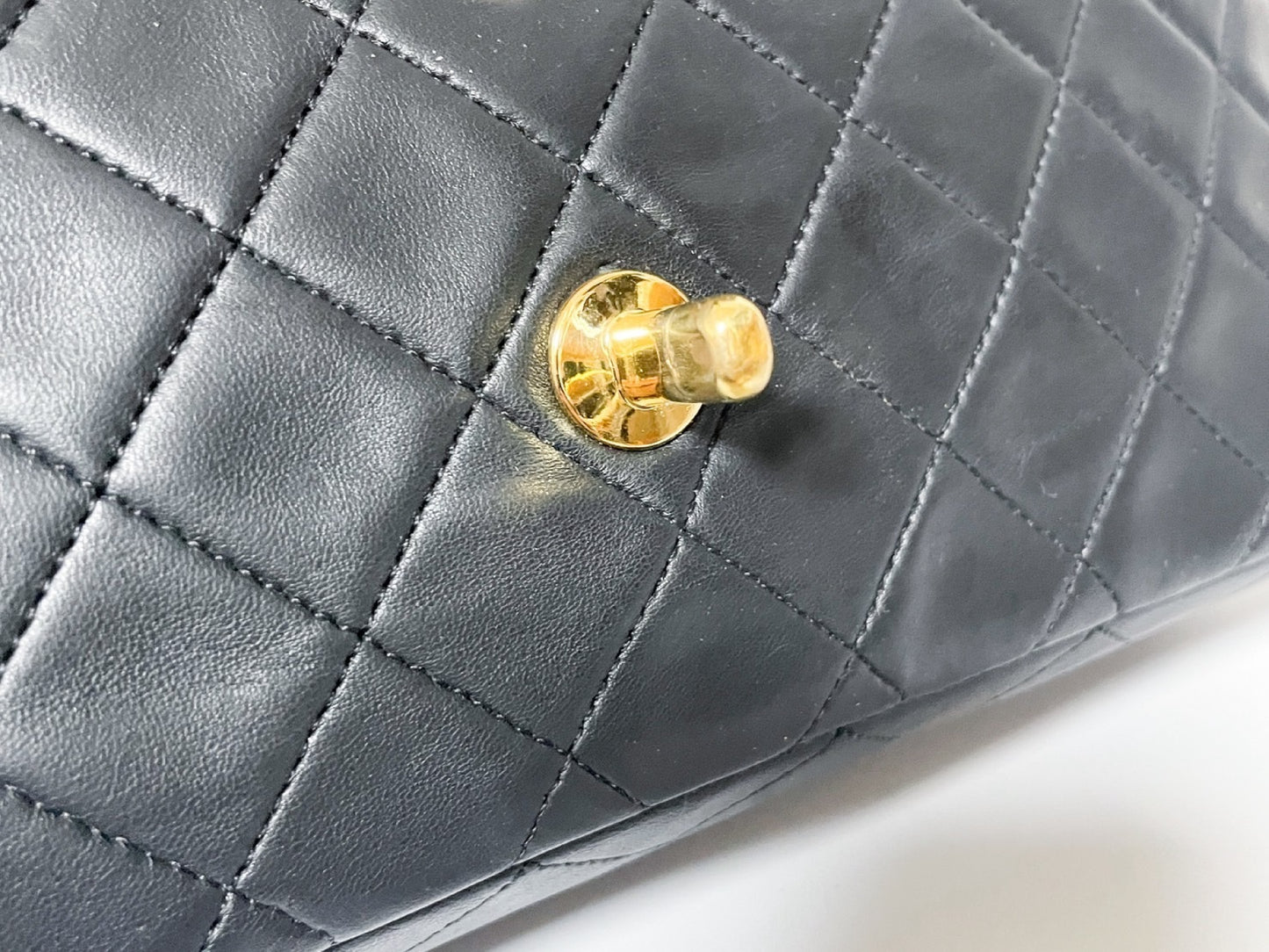 CHANEL Double Flap Matelasse Black Lambskin Shoulder Bag with Seal