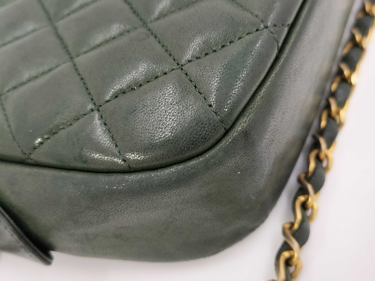 CHANEL CHANEL Matelasse Shoulder Bag Green with Seal