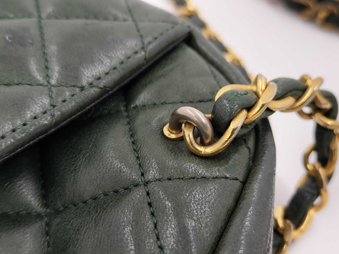 CHANEL CHANEL Matelasse Shoulder Bag Green with Seal