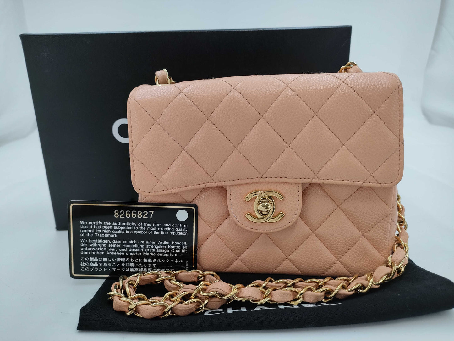 CHANEL CHANEL Mini Matelasse Caviar Skin Pink with Seal No. 8 Shoulder Bag