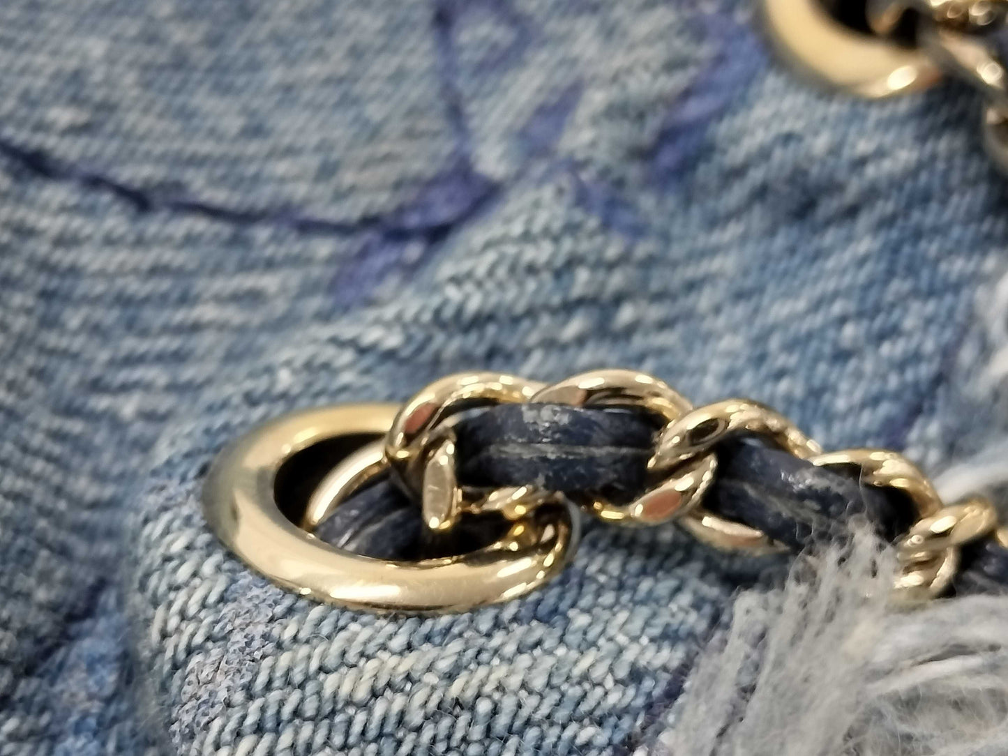CHANEL Denim Indigo Blue Mini Bucket Chain Shoulder Bag with Coco Mark AP2603