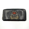 Christian Louboutin Studded Leather Round Zip Long Wallet in Black