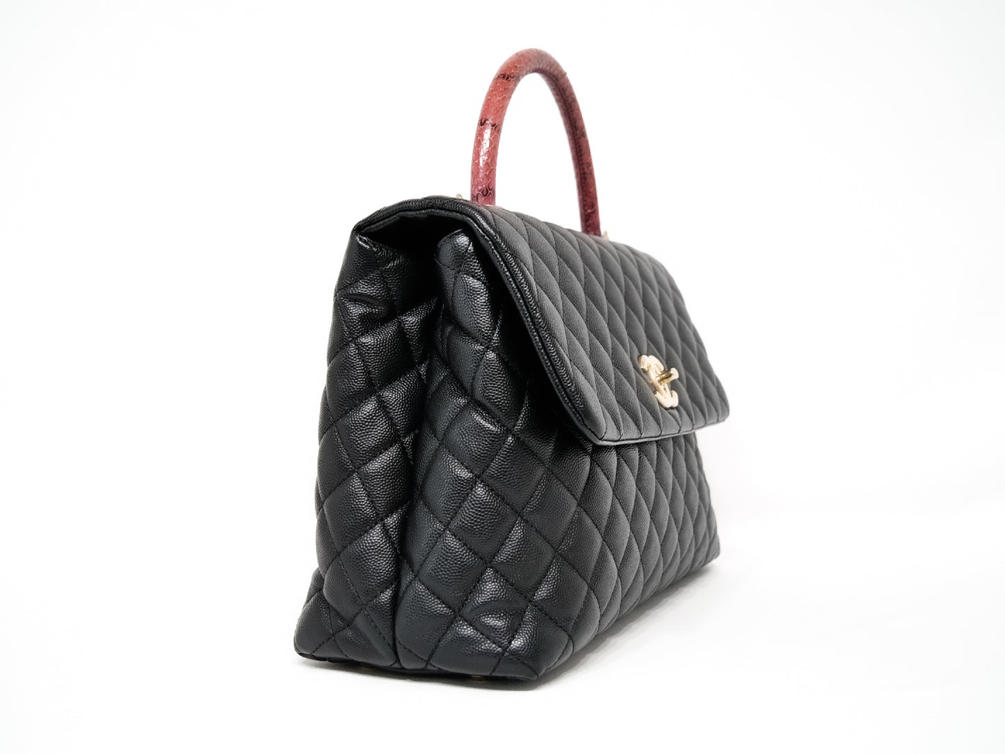 CHANEL Coco Handle 33 M Caviar and Python 2-Way Handbag Black with Gold Hardware 26201895 26 Series Handbag
