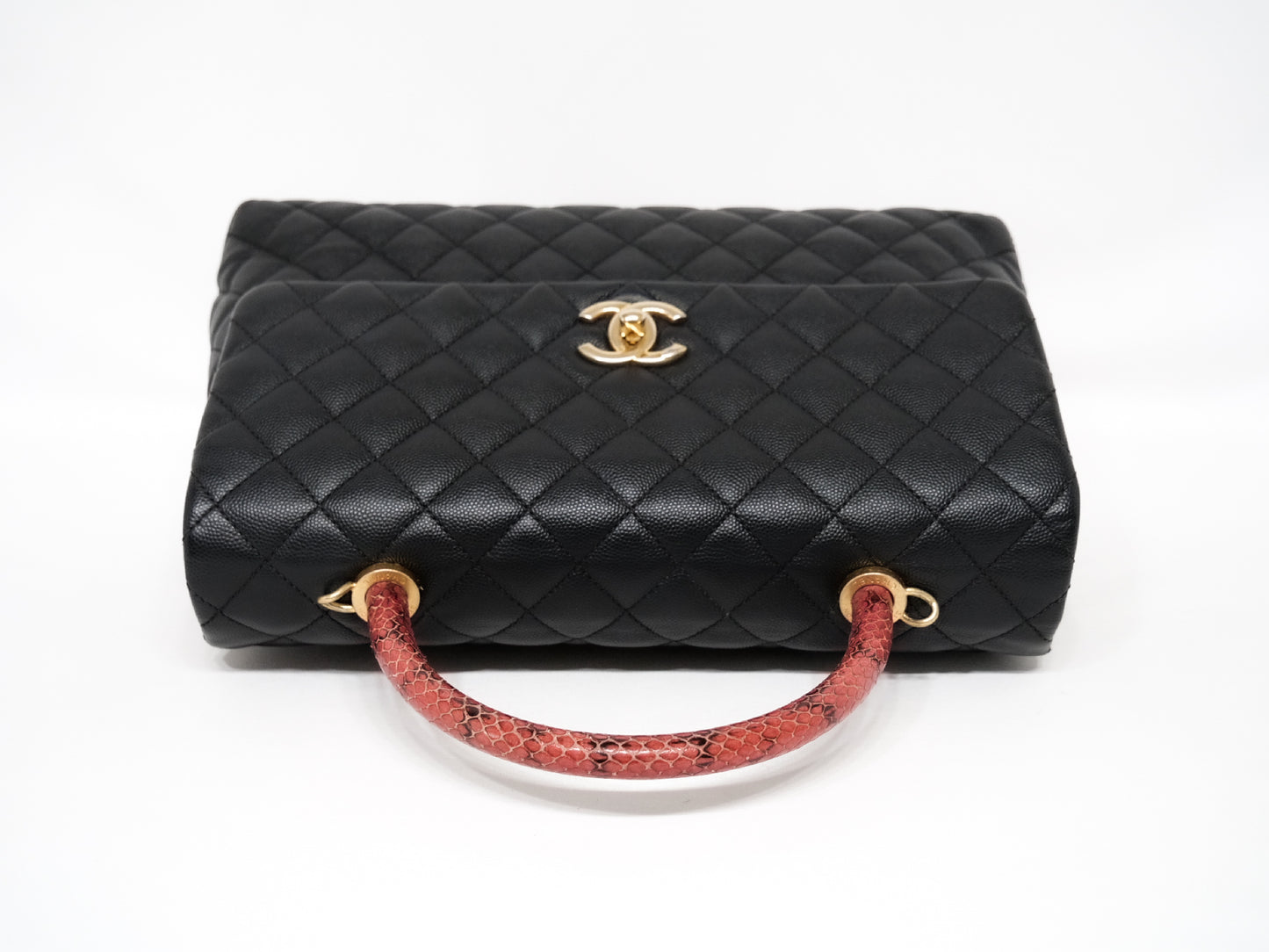 CHANEL Coco Handle 33 M Caviar and Python 2-Way Handbag Black with Gold Hardware 26201895 26 Series Handbag