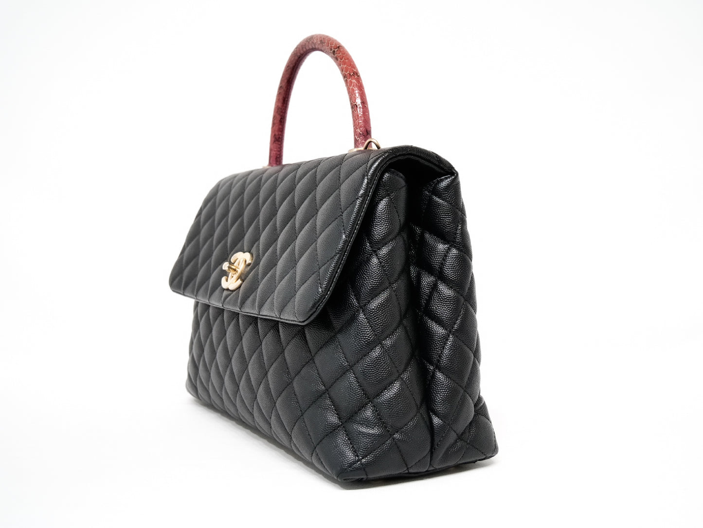 CHANEL Coco Handle 33 M Caviar and Python 2-Way Handbag Black with Gold Hardware 26201895 26 Series Handbag