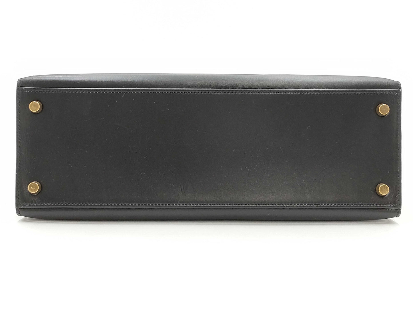 HERMES Kelly 32 Box Calf Leather Black with Storage Bag, Cadena Cloche, and Key, Small Handbag