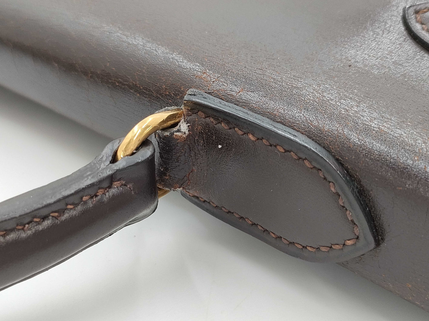 HERMES Kelly 35 Handbag, Inner Stitched Box Calf Leather, Brown, H Stamp