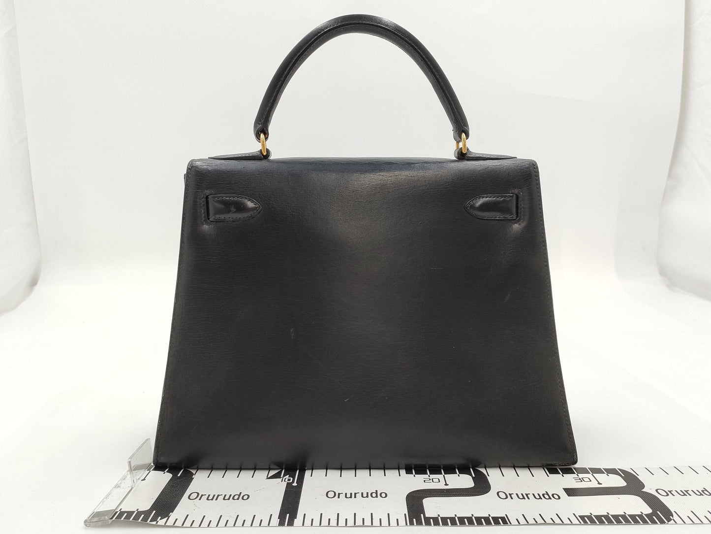 HERMES Kelly 28 Box Calf Black Handbag