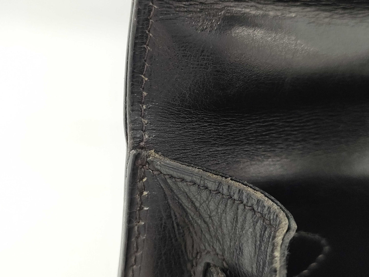 HERMES Kelly 28 Box Calf Black Handbag