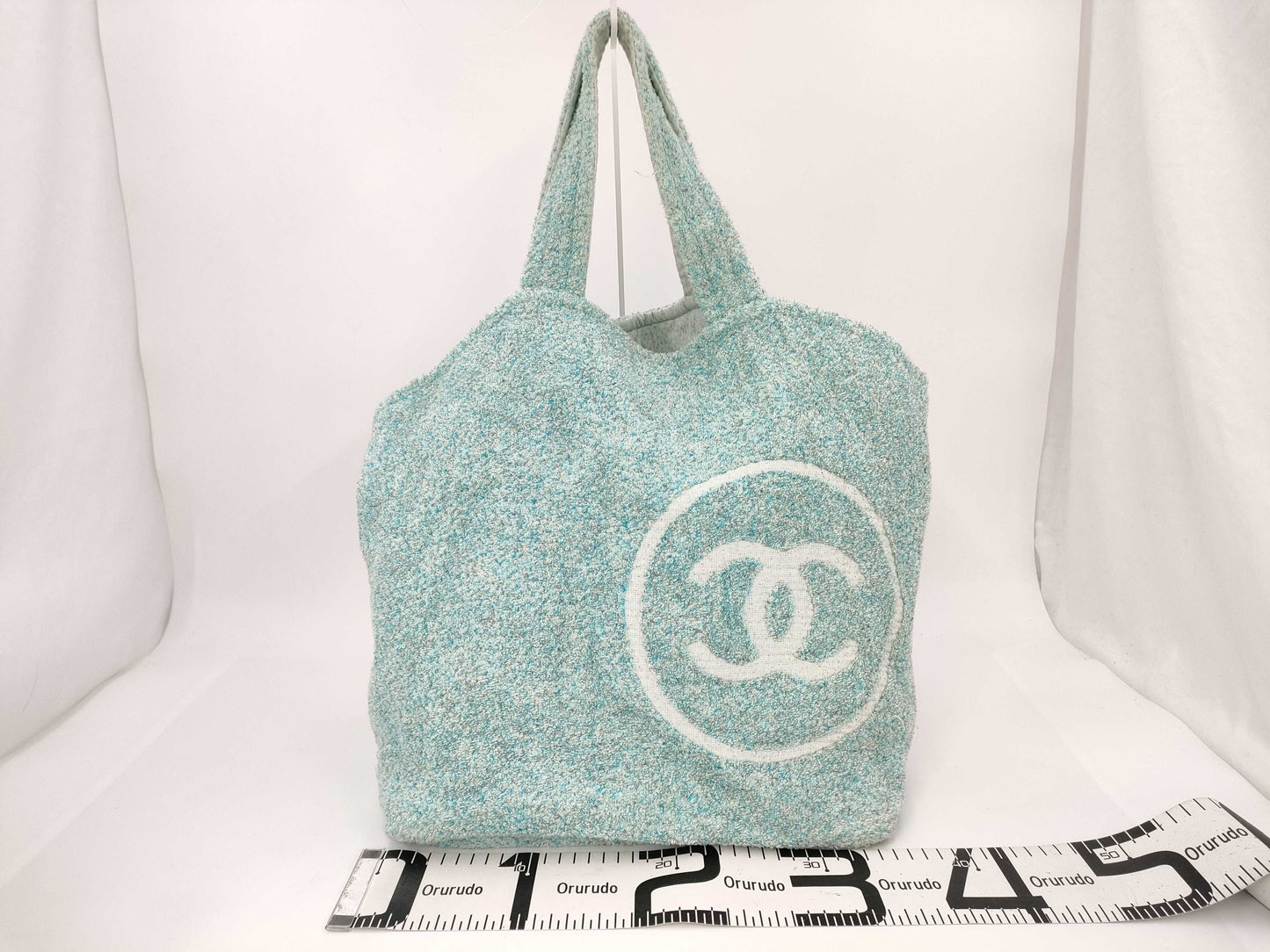 CHANEL Beach Bag Tote with Pouch, Terry Fabric, Coco Mark Tote Bag