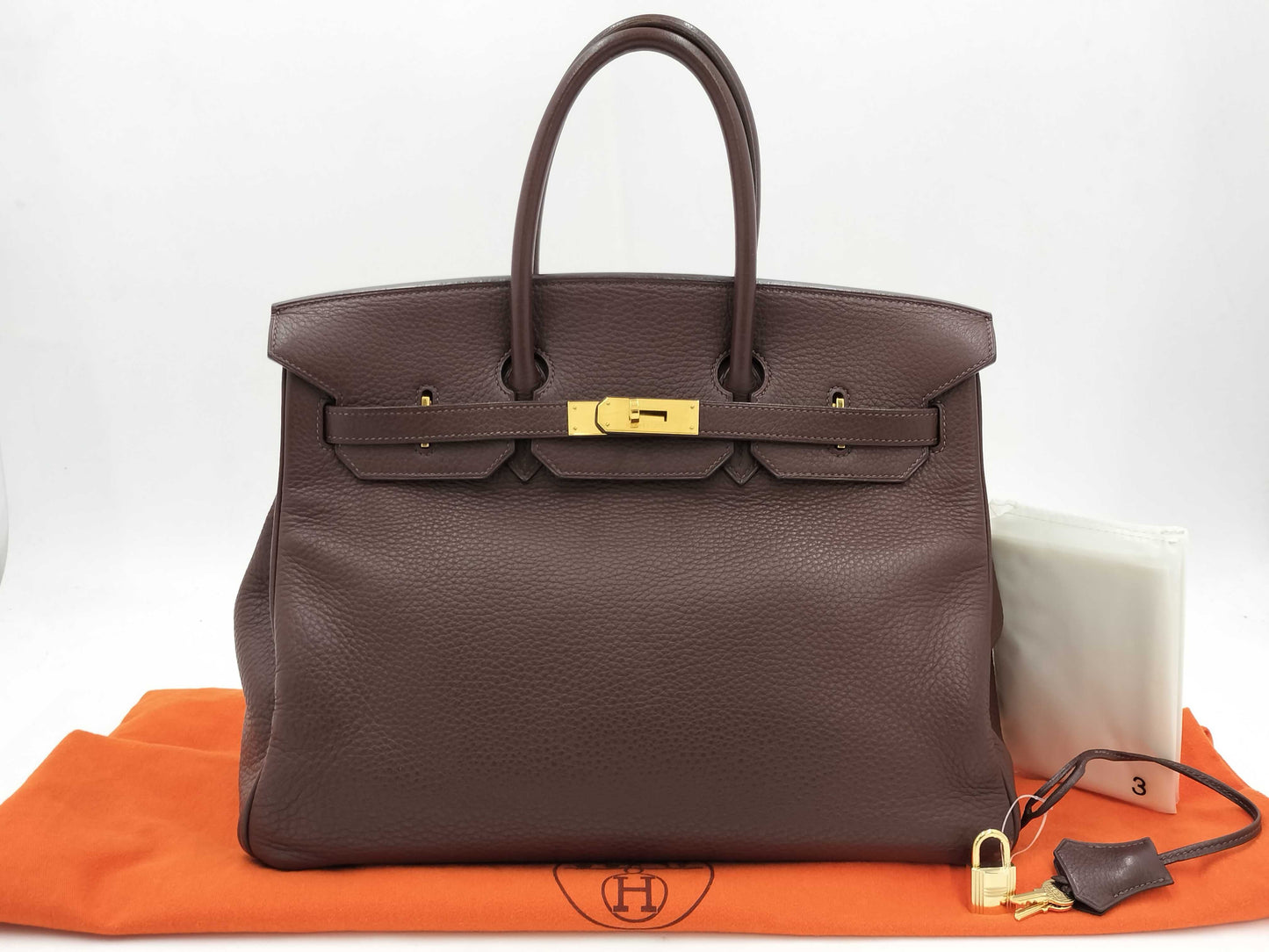 HERMES Birkin 35 Togo Brown with Gold Hardware, H Handbag