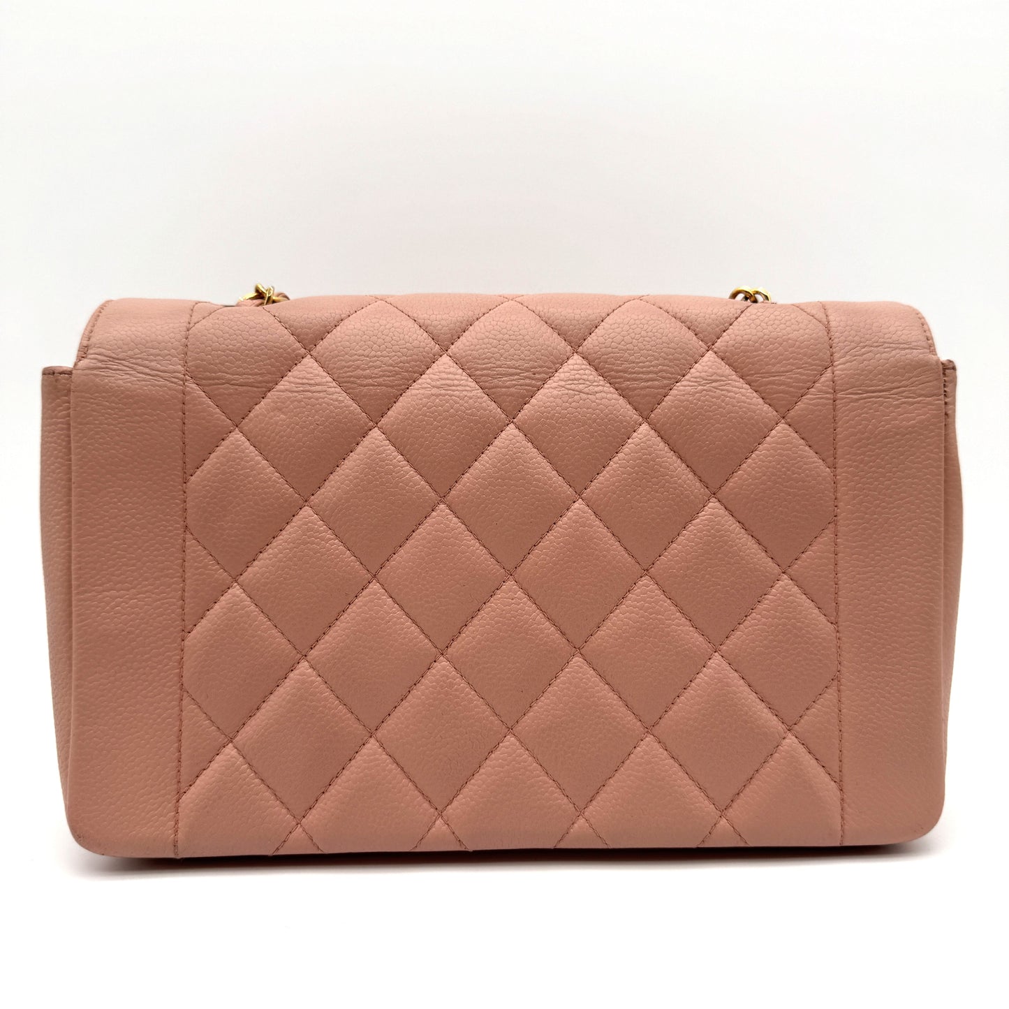 CHANEL Diana Matelasse 25 Chain Caviar Skin Pink Shoulder Bag