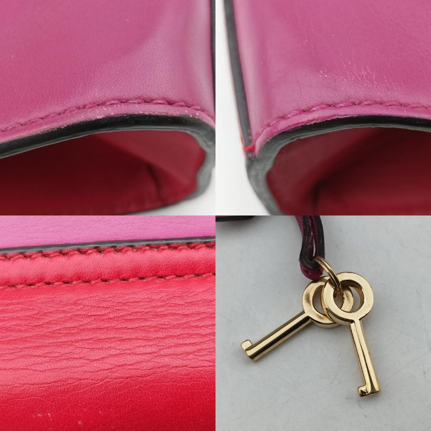 GUCCI Padlock Red x Rose Leather Shoulder Bag 409487 F019246107