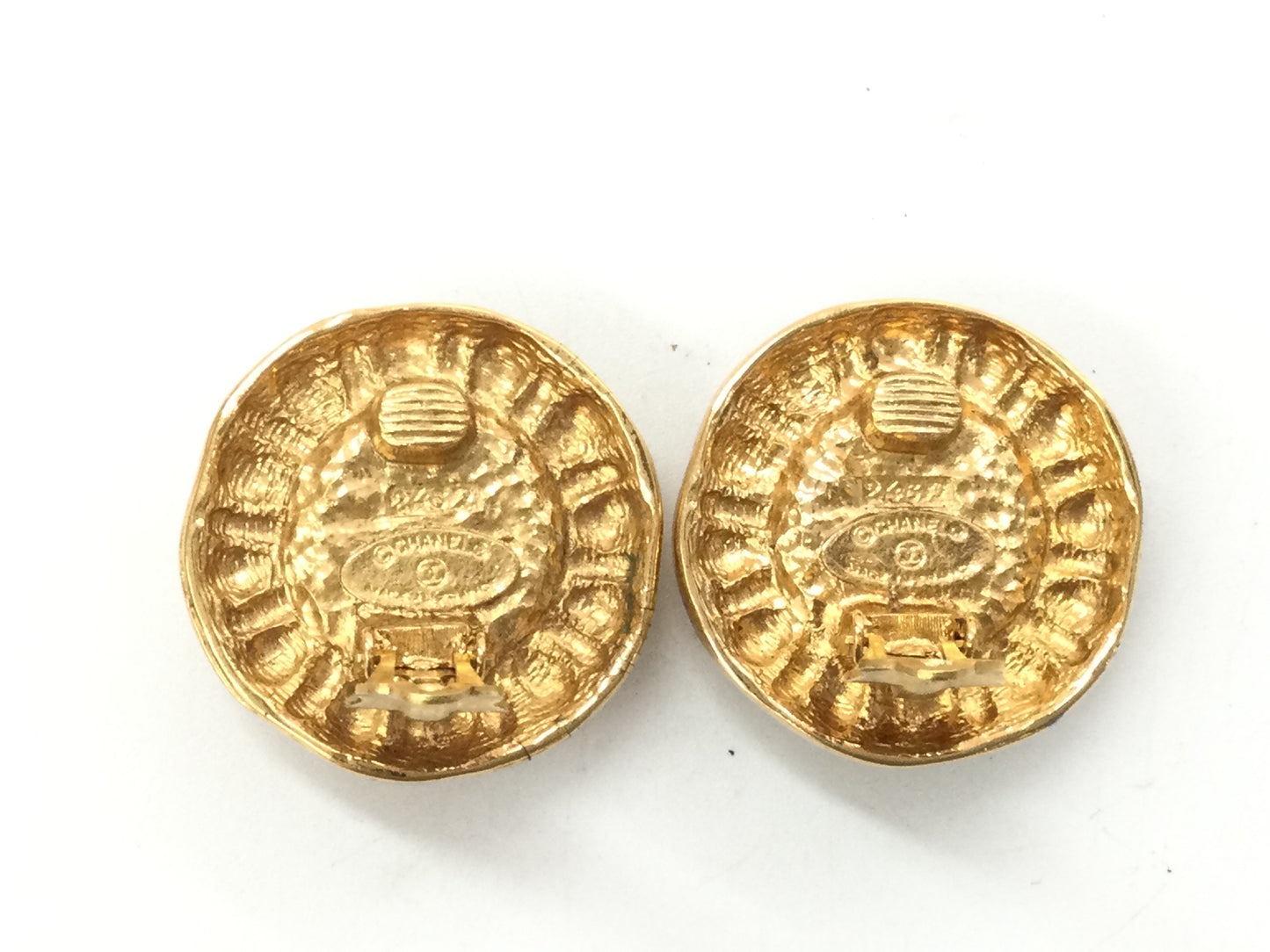 CHANEL Faux Pearl Gold Earrings