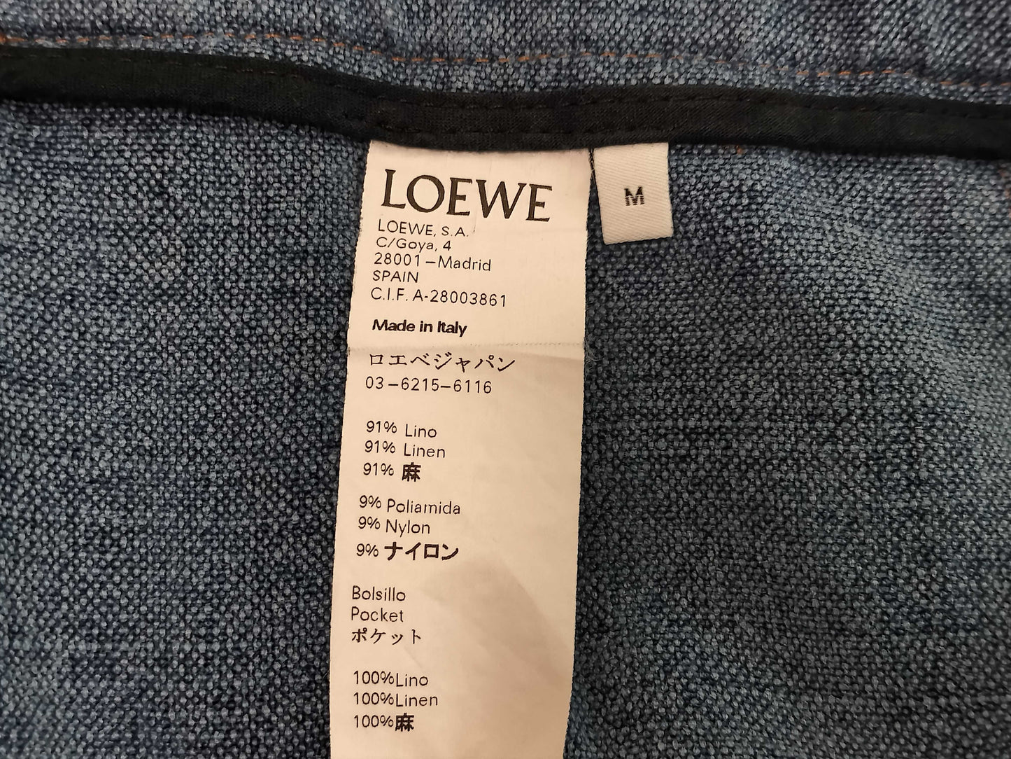 LOEWE LOEWE Linen Wide Denim Easy Pants Blue Pants