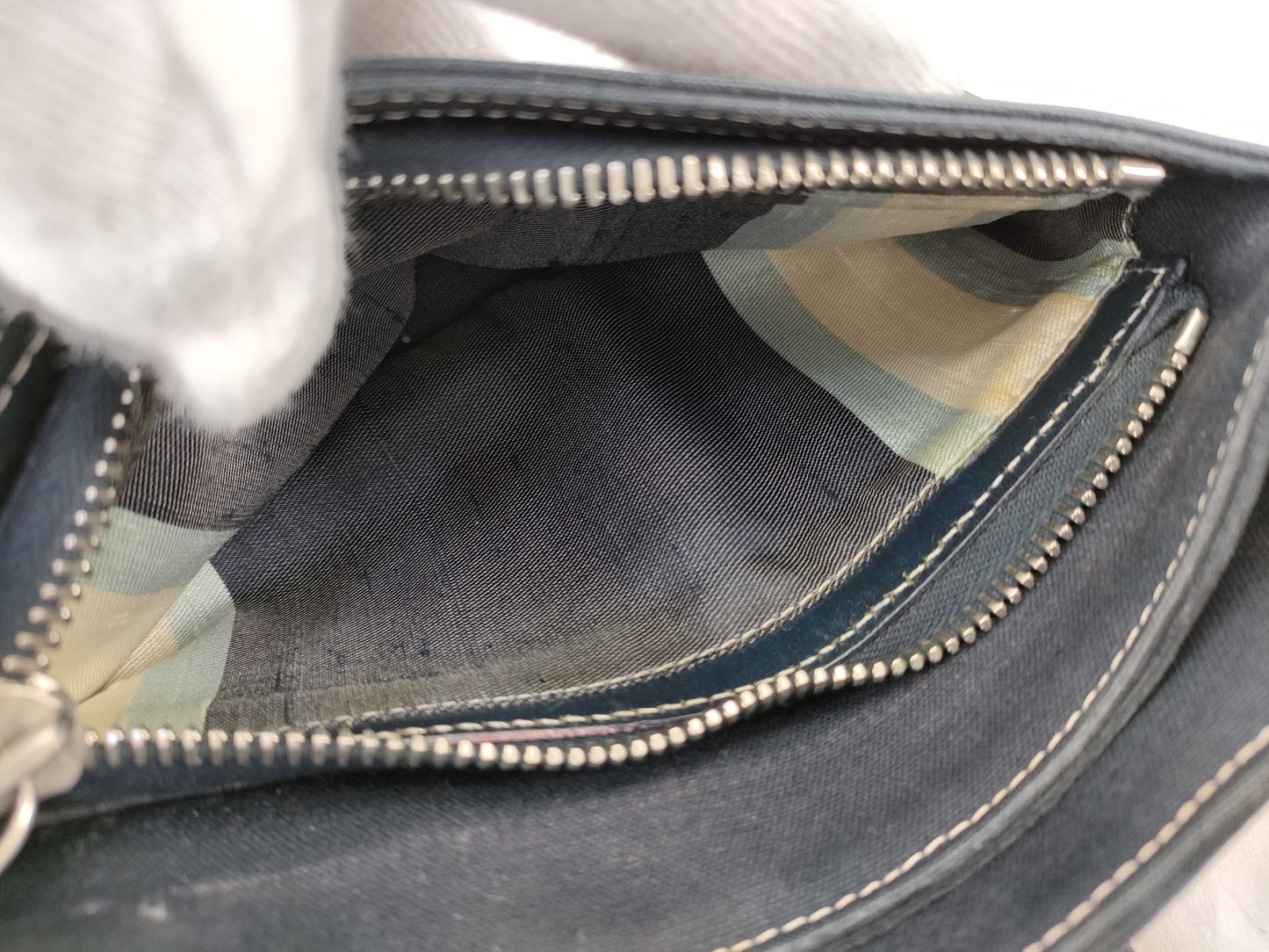 FENDI Mamma FENDI Canvas Baguette Blue Shoulder Bag