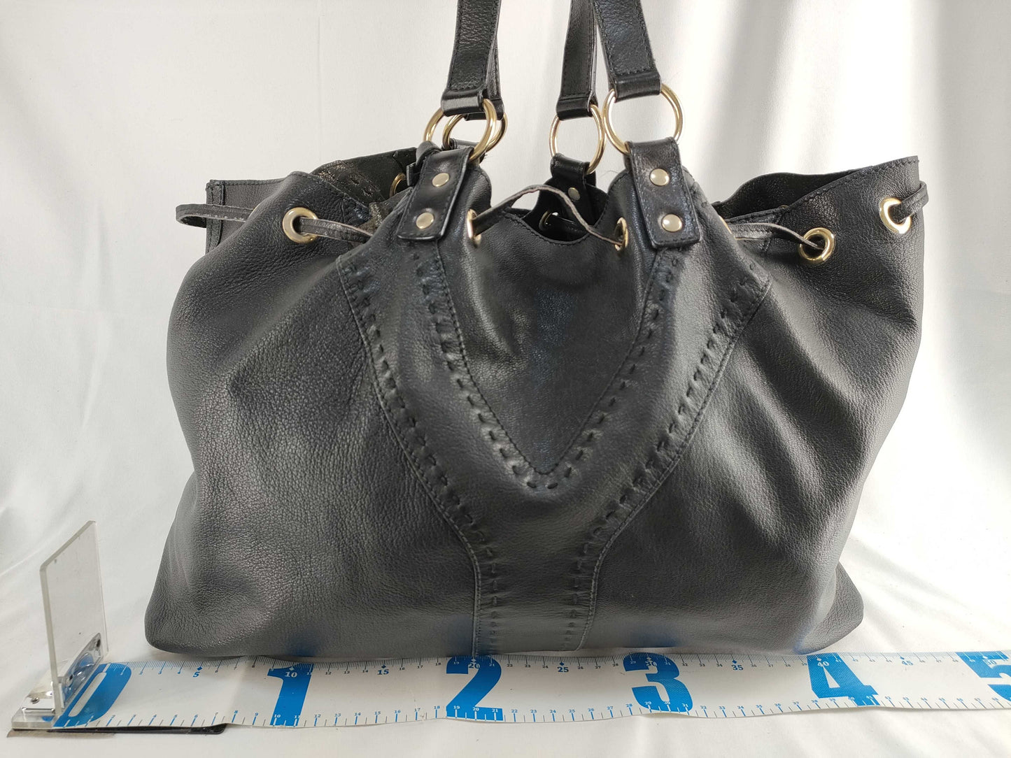 SAINT LAURENT Drawstring Leather Handbag