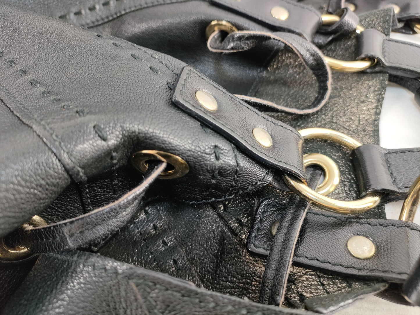SAINT LAURENT Drawstring Leather Handbag