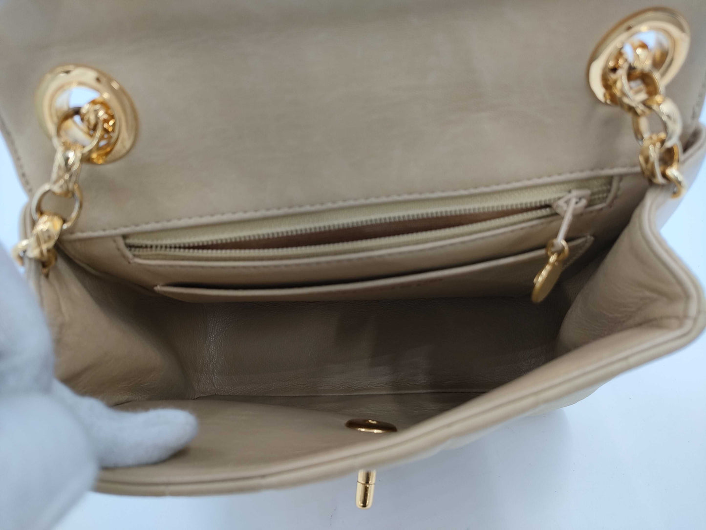 CHANEL Mademoiselle Chain Shoulder Bag Beige