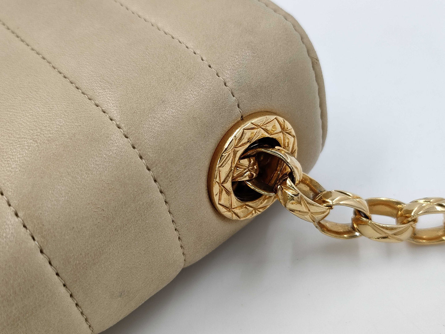 CHANEL Mademoiselle Chain Shoulder Bag Beige