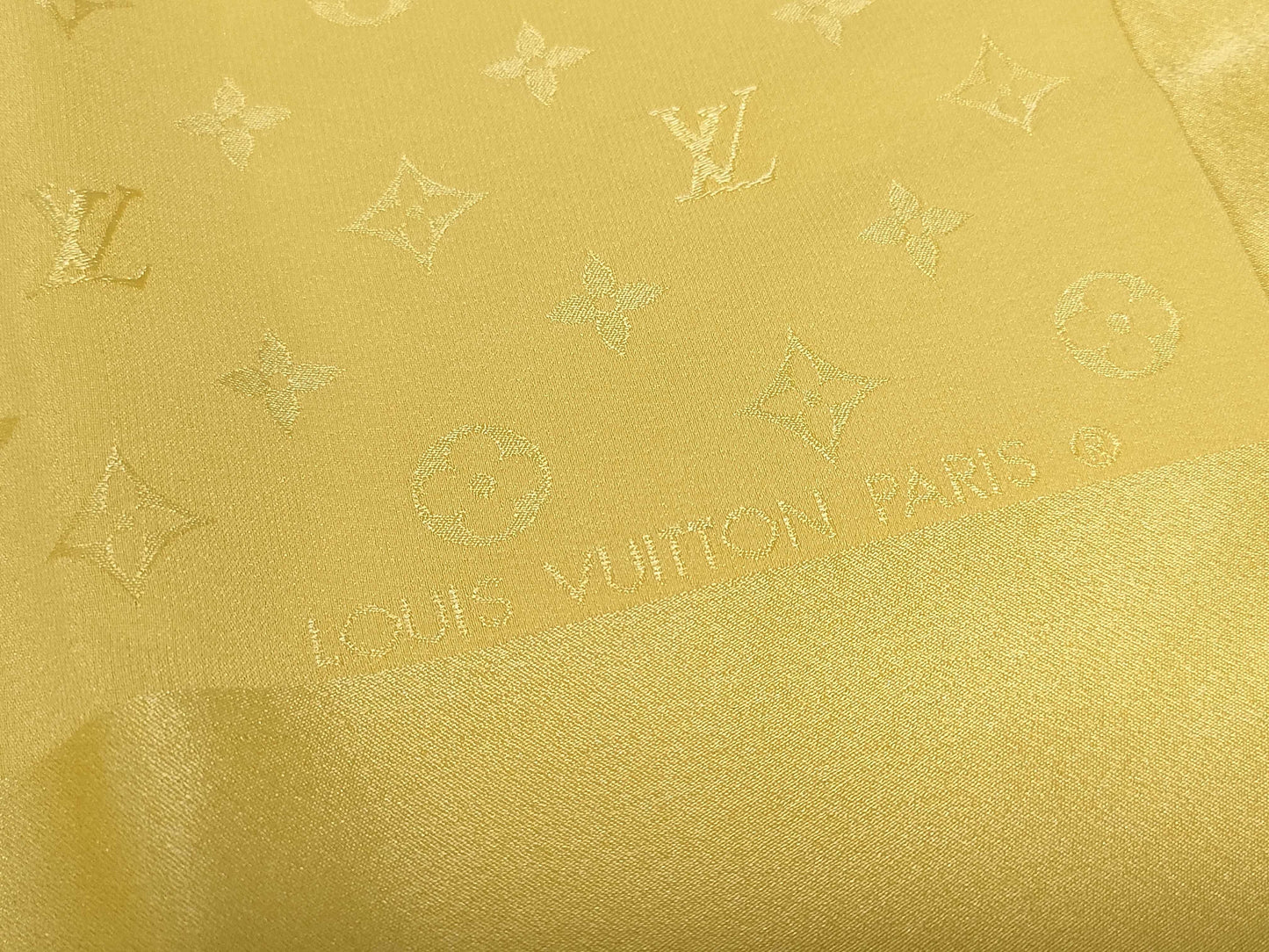 LOUIS VUITTON Monogram Yellow Scarf Silk Large Scarf