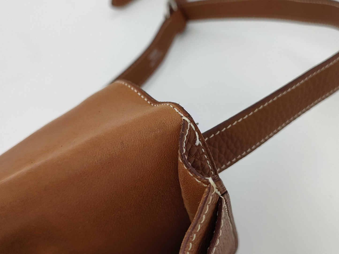 HERMES Dogon Waist Pouch with Silver Hardware, Brown Shoulder Bag