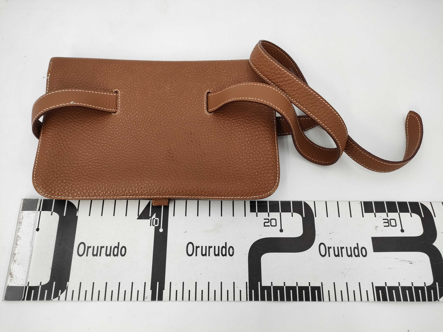 HERMES Dogon Waist Pouch with Silver Hardware, Brown Shoulder Bag