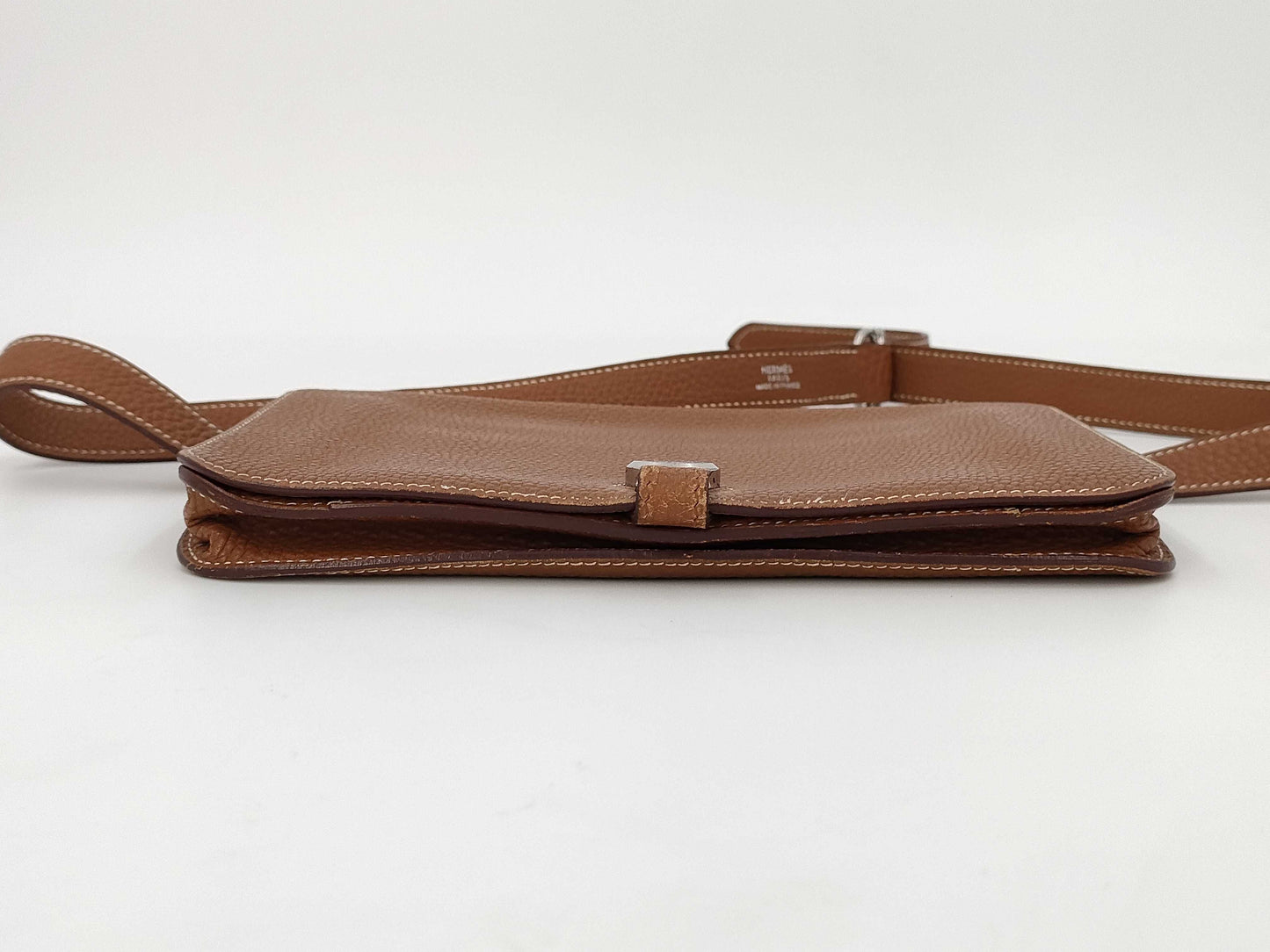 HERMES Dogon Waist Pouch with Silver Hardware, Brown Shoulder Bag