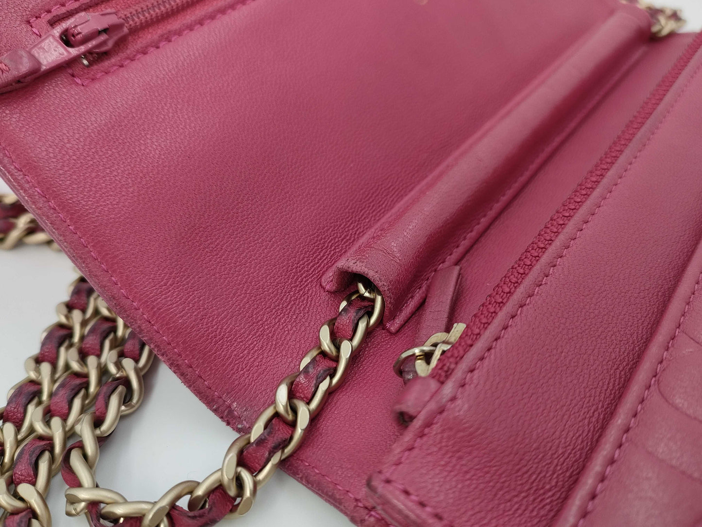 CHANEL Camellia Chain Wallet, Lambskin, Pink, No. 16, Shoulder Bag