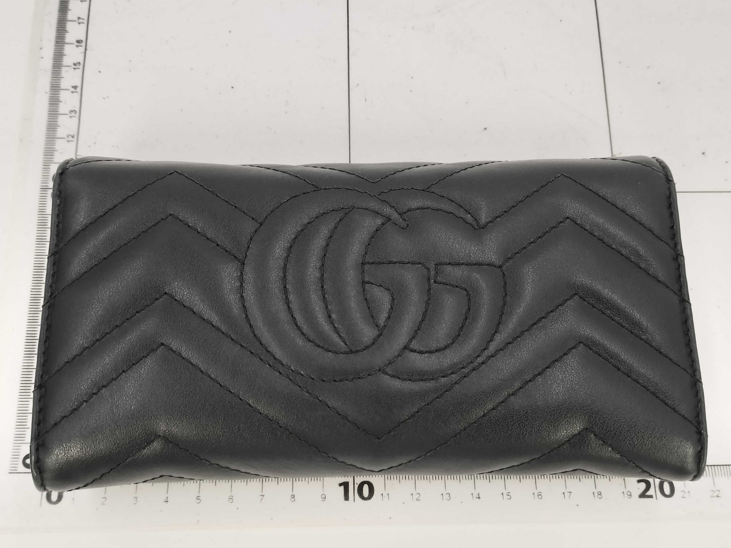 GUCCI Marmont Long Wallet, Leather, Black, 443436
