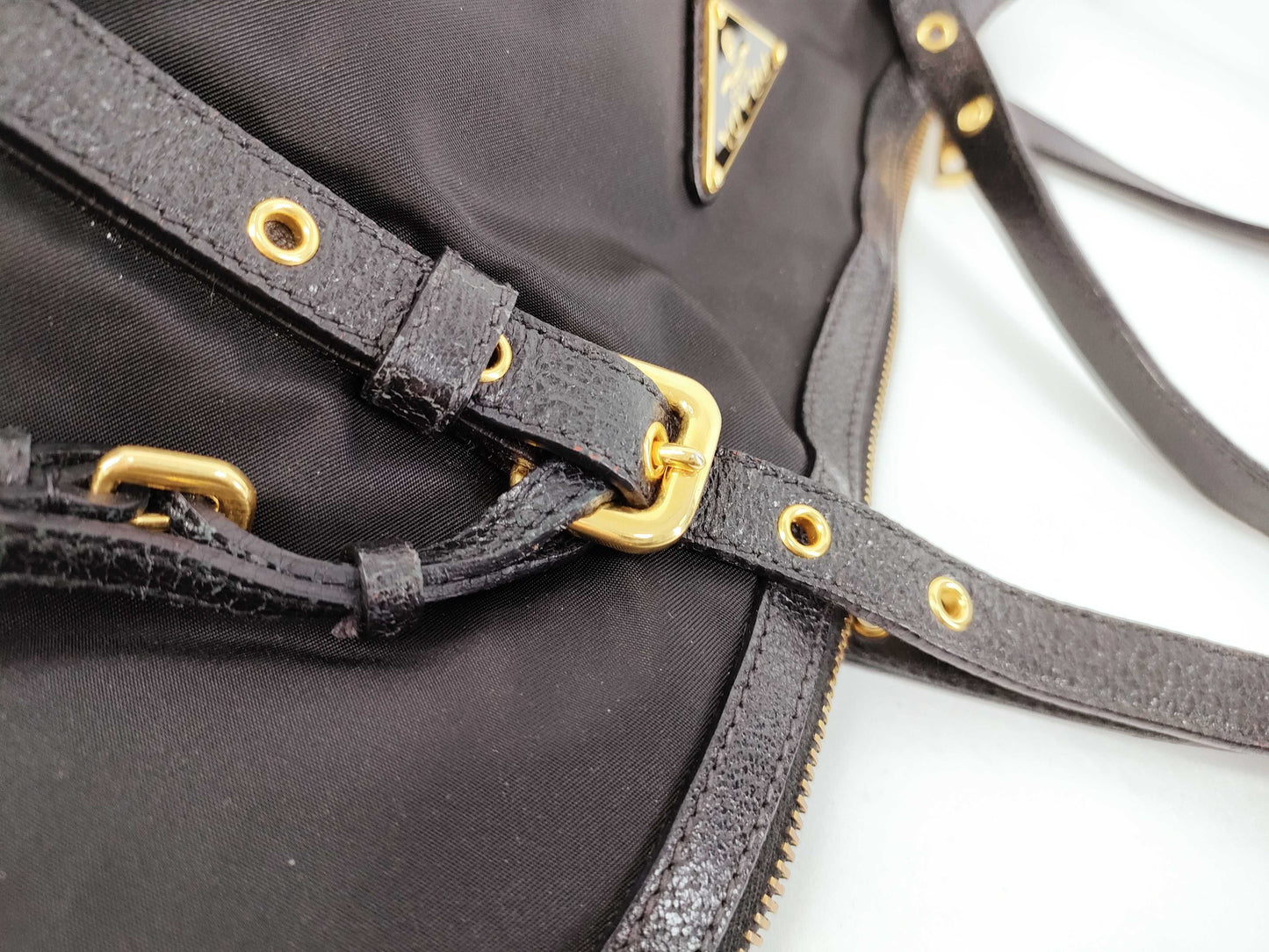 PRADA Nylon Tessuto Triangle Logo 2-Way Tote Bag with Strap