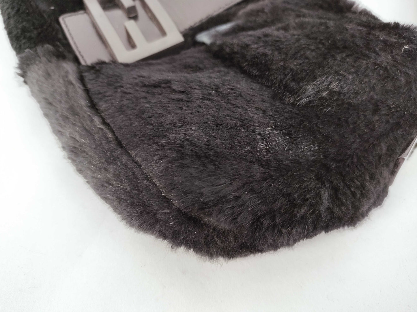 FENDI Fur x Leather Silicone Logo Mamma Bucket Handbag