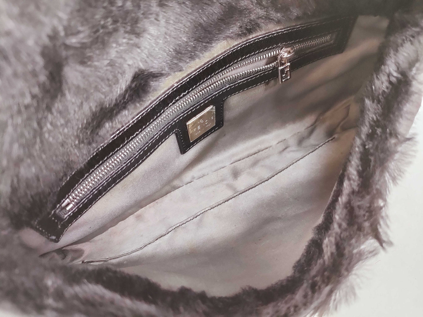 FENDI Fur x Leather Silicone Logo Mamma Bucket Handbag