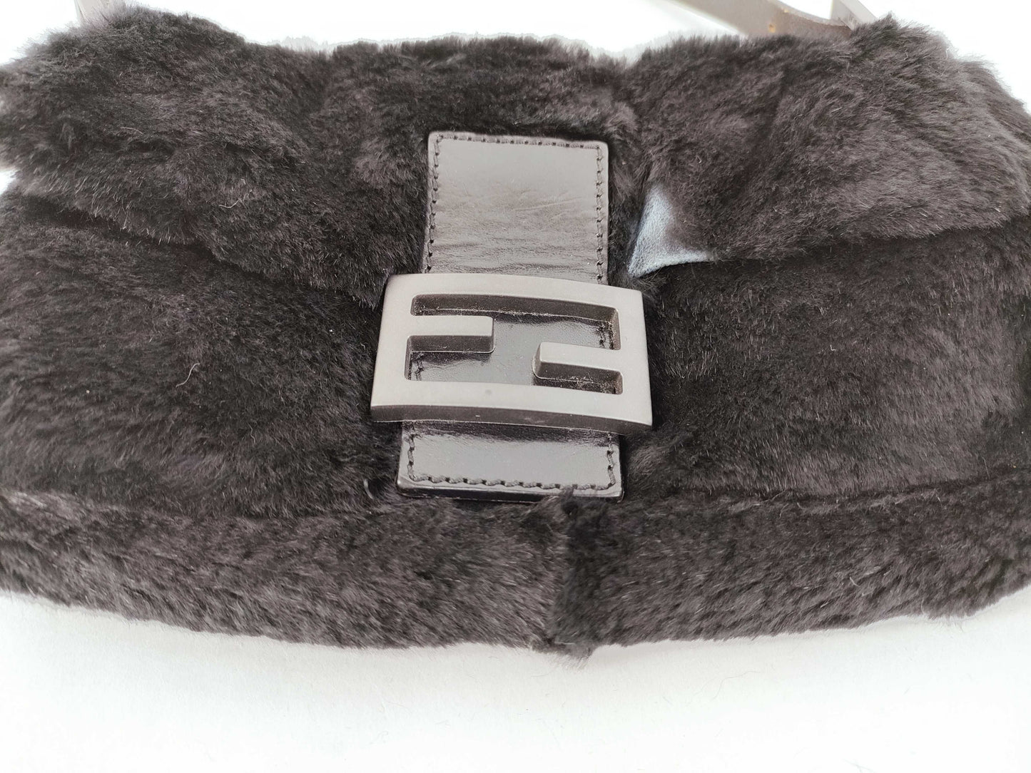 FENDI Fur x Leather Silicone Logo Mamma Bucket Handbag