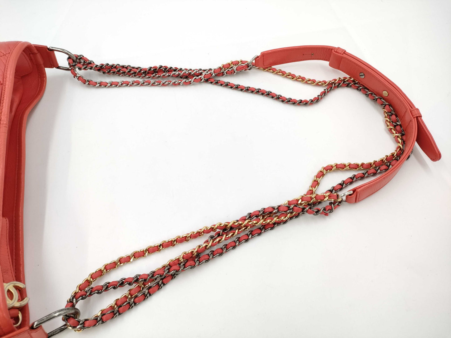 CHANEL Cabriel Chain Shoulder Bag in Orange Leather