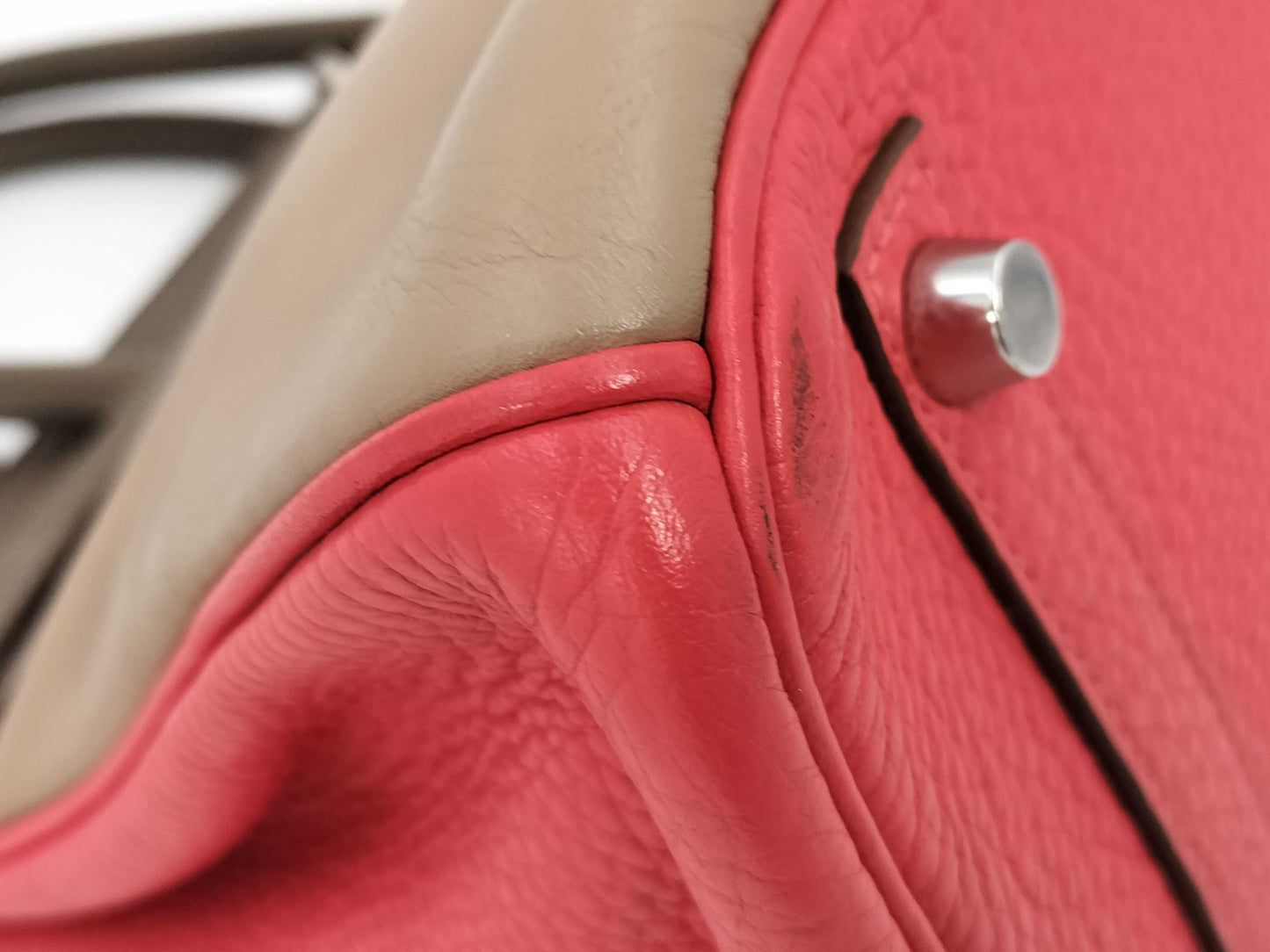 HERMES Birkin 30 Etoupe/Rose Jaipur/Argile Taurillon/Swift Handbag with P Stamp