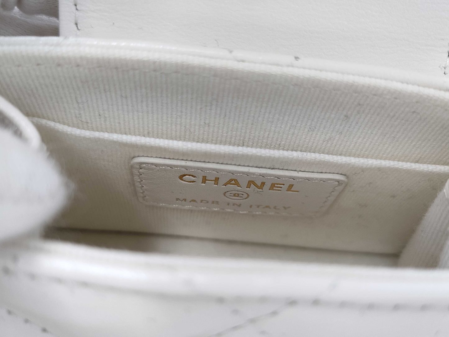 CHANEL Mini Flap Bag White Lambskin Shoulder Bag