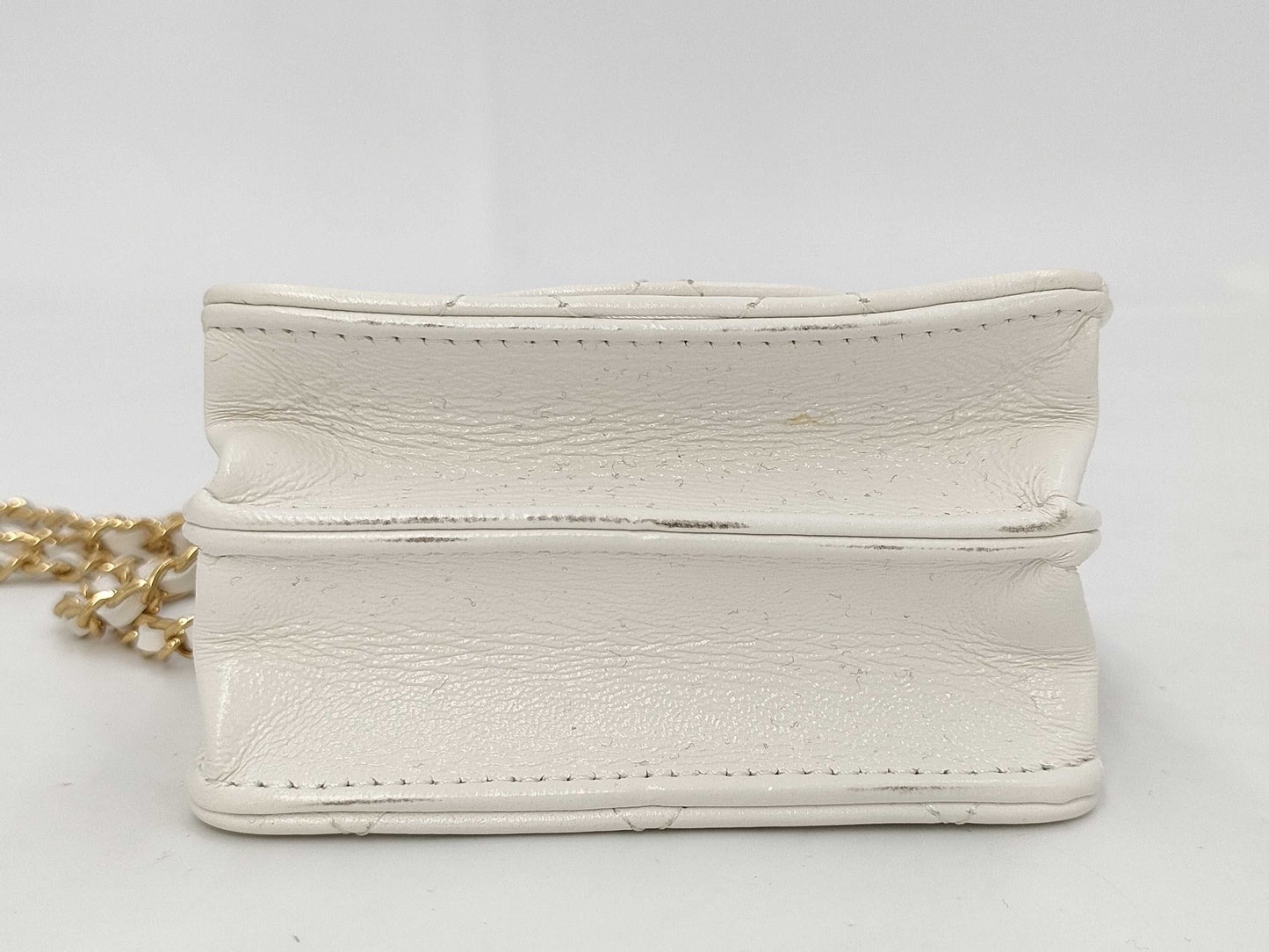 CHANEL Mini Flap Bag White Lambskin Shoulder Bag