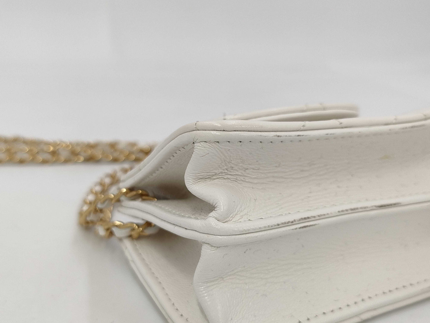 CHANEL Mini Flap Bag White Lambskin Shoulder Bag