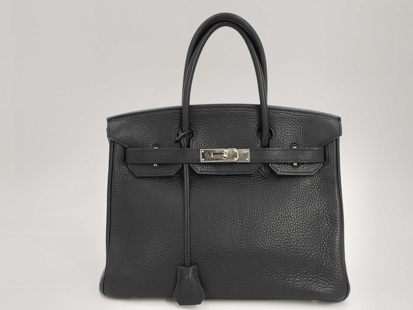 HERMES Togo Birkin 30 Black Handbag with Silver Hardware and □I Stamp
