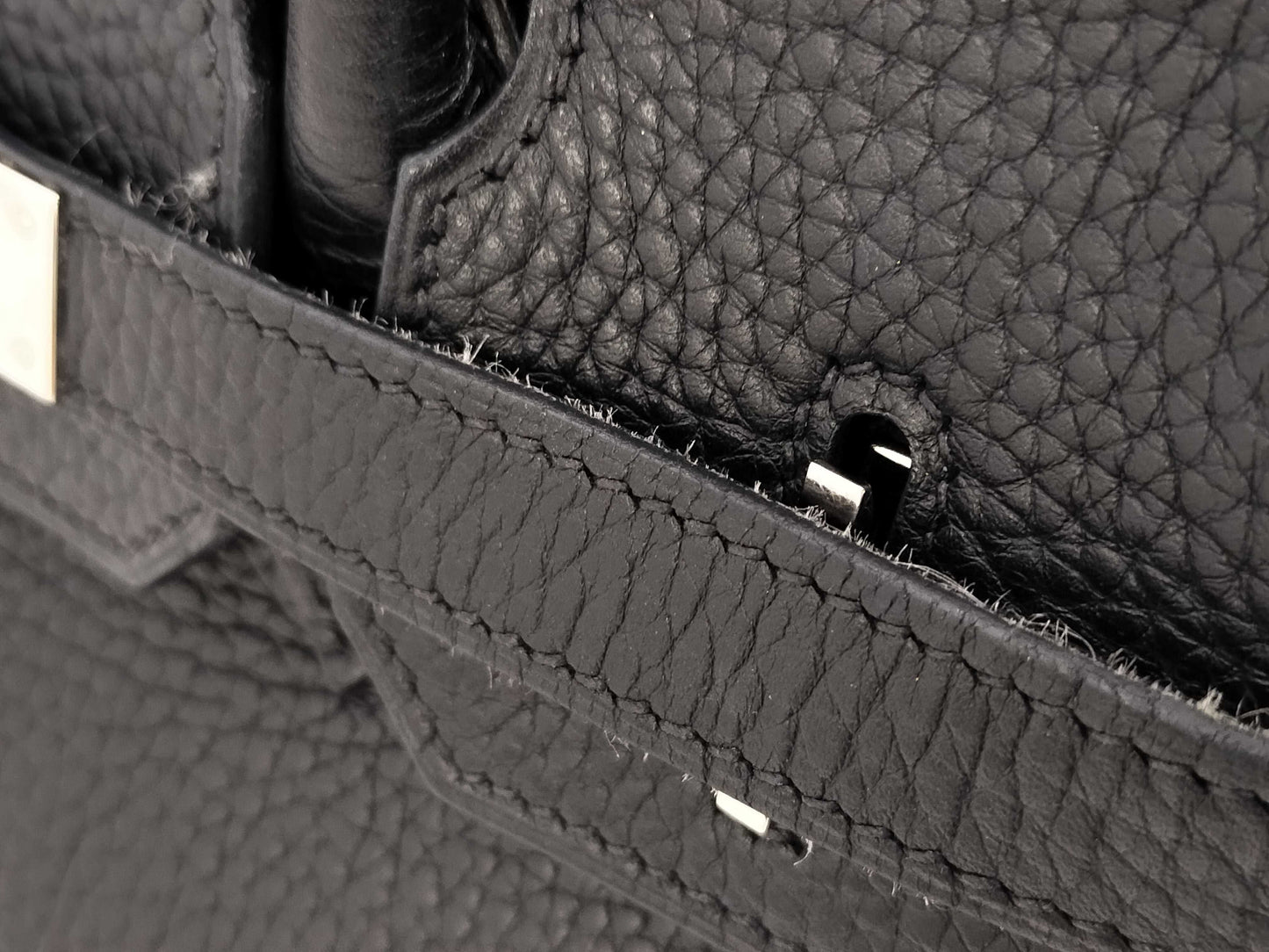 HERMES Togo Birkin 30 Black Handbag with Silver Hardware and □I Stamp